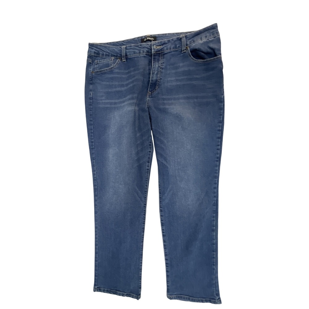 d.jeans Womens Size 16 Medium Wash Straight‎ Leg Stretch Denim Blue Jeans